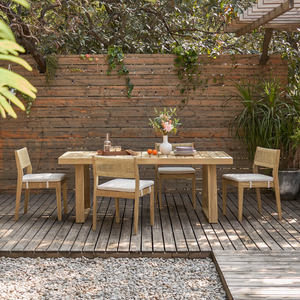 Ensembles de salle à manger de jardin à cadre en bois de teck de style moderne de haute qualité meubles de table à manger d'extérieur pour patio villa appartement hôtel - Product Image 4