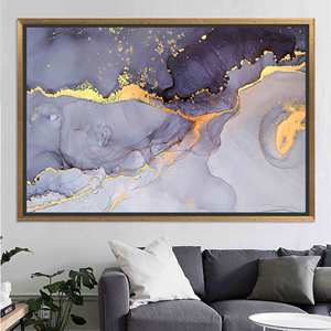 Tableau imprimé sur toile : Élégant motif marbré violet et or, TOILE ENCARTÉCHÉE DORÉE - Product Image 1