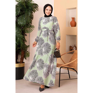Robe Hijab Col Ras du Cou en Viscose Vert - Product Image 2