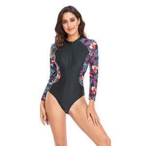2025 mujeres de una pieza de manga larga Rash Guard transpirable protección UV surf traje de baño ropa - Product Image 4