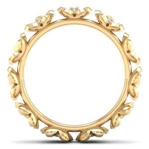 Anillo de Oro Amarillo de 14K con Moissanita Certificada por GRA, Diseño Floral, Regalo de Boda, Joyería Fina, Nueva Llegada de REYES - Product Image 4