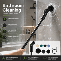 Nettoyeur rotatif sans fil rechargeable 2000 mAh avec 7 têtes de brosse, brosse de nettoyage électrique pour fenêtre, cuisine, mur, sol