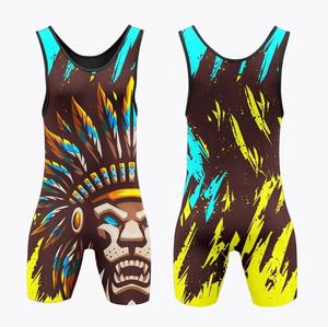 Vente en gros OEM Collants professionnels légers pour hommes Impression par sublimation bleue Singlet de lutte Vêtements d'arts martiaux - Product Image 4