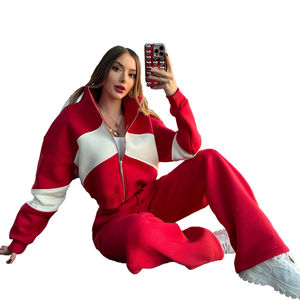 Nouveau élégant femmes survêtement lourd Logo personnalisé deux pièces survêtement pour femmes prix de gros tendance survêtement - Product Image 1