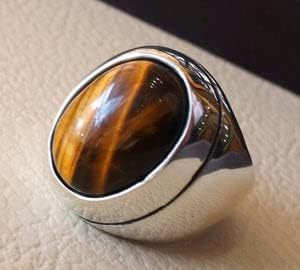 Bague pour homme en gros, nouvelle arrivée, pierre précieuse œil de tigre naturelle, design arabe ottoman, cadeau d'anniversaire, bijoux, bague en argent sterling 925 - Product Image 5
