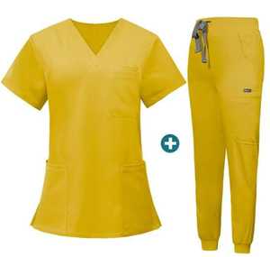 Uniforme de gommage pour femmes, col en V, panneau en tricot, uniforme d'infirmière, lot de stock en vente complète, ensembles de gommage médical disponibles en gros - Product Image 2