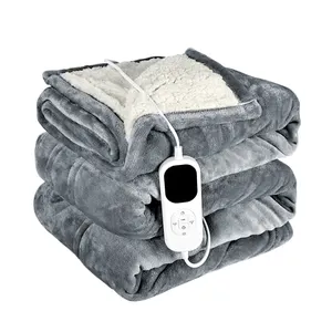 Selimut pemanas listrik flanel, selimut lempar bisa dicuci dengan 6 tingkat pemanas & Kok otomatis