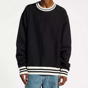 เสื้อสเวตเชิ้ตโอเวอร์ไซส์แบบกำหนดเองสำหรับผู้ชาย สไตล์วินเทจ ยูนิเซ็กส์ ปักลาย คอกลม แขนยาว พร้อมขอบเสื้อสีตัดกัน - Product Image 2