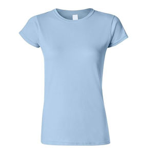 เสื้อยืดผู้หญิงแบบเรียบระบายอากาศได้ดีคอกลมสีล้วนสำหรับใส่ลำลอง - Product Image 1