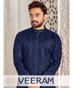 Árabe AchkanBandhgalaSherwaniKurta para hombres en tela de algodón de pollo con botón en el cuello y diseño de pijama de cadena - Product Image 6