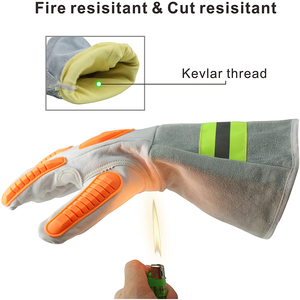 Nouvelle arrivée de gants de soudage en cuir | Manchette longue, gants de travail résistants au feu et de sécurité fabriqués au Pakistan - Product Image 6