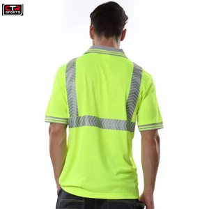 Polo de trabajo de construcción de manga corta reflectante de alta visibilidad para hombre al por mayor ropa de seguridad impermeable en Tallas grandes - Product Image 6