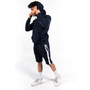 ชุดเซ็ตเสื้อฮู้ดดี้และกางเกงขาสั้นผู้ชายไซส์ใหญ่สำหรับฤดูร้อน ผ้าฝ้าย 100% แห้งเร็ว ระบายอากาศได้ดี น้ำหนักเบา มีเชือกผูก - Product Image 4