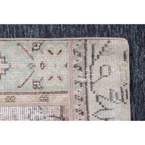 Tapis turc vintage en patchwork 3,8x5,8 pieds, petit tapis en laine beige en patchwork - Product Image 5