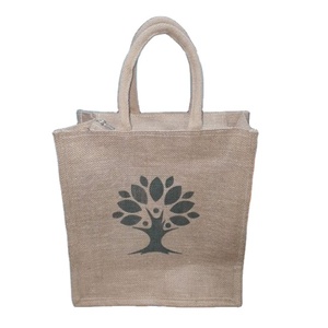Wholesale Custom High Quality Large Eco Cotton Linen <b>Handbags</b> Hessian Hemp Jute Grocery Shopping Tote Bags - Product Image 3