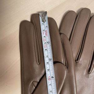 Guanti da donna in vera pelle di pecora marrone taglia M guanti da guida invernali morbidi fodera in lana per ciclismo quotidiano Outdoor Casual - Product Image 3