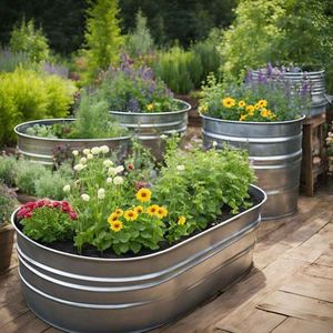 Juego de Macetas Galvanizadas de Varios Tamaños que Ofrece Opciones Flexibles para la Plantación Decorativa en Interiores y Exteriores - Product Image 1