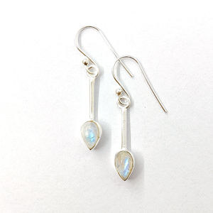 Gold Plated Chandelier Drop <b>Earrings</b> with <b>Cute</b> Water Drop Shape Featuring Moonstone Diamond for Weddings Parties 2.5 Grams - Product Image 1