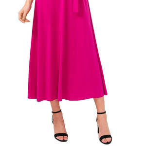 Abito Midi Elegante da Donna MSK con Scollo a V, Rosa, Taglia XL, Traspirante, Moda Ufficio con Spacchi e Vita Naturale - Product Image 3