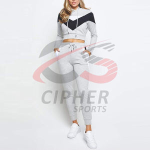 Top grossiste personnalisé femmes survêtement dernière conception femmes survêtement de qualité supérieure 100% coton plaine survêtement à capuche ensembles - Product Image 3