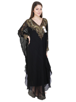Kaftan de luxe pour femme, modeste, en georgette, grande taille, tendance, orné à la main de perles, abayas islamiques arabes, cristal élégant