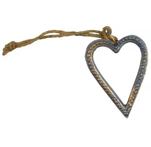 Ornement suspendu coeur en métal antique Décoration d'arbre de Noël Style vintage - Product Image 3