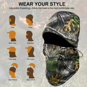 Masque facial camouflage de chasse coupe universelle cagoule en polyester tissé camouflage couvre-chef coupe-vent chaud extérieur pour équipement de sport - Product Image 5