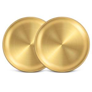 Platos plateados Plato de metal para servir alimentos Utensilios de cocina Mesa de comedor Platos de servicio redondos decorativos de acero inoxidable - Product Image 3