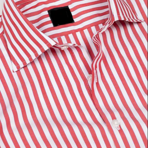 Büyük kalite en çok satan fabrika toptan çizgili elbise gömlek erkekler için kırmızı ve beyaz en iyi fiyatlarla