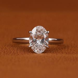 Bague de fiançailles en argent sterling 925, 1,0 CT, taille ovale, nouveau style classique, moissanite, sertie de diamants, certificat IGI, bijoux - Product Image 1