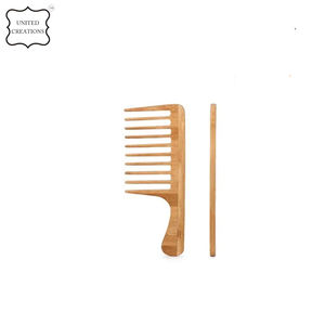 Peine de bambú reciclable ecológico con logotipo personalizable, peine de madera biodegradable sin estática con dientes anchos, mango de PC para el hogar en caja - Product Image 6