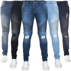Jeans décontractés pour hommes, style streetwear, coupe ample, jambe droite, jeans délavés, jeans amples en denim bleu pour hommes - Product Image 6