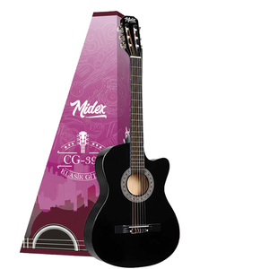 Guitare classique noire 4/4 avec cutaway, kit complet avec tige de tension réglable, housse, sangle, capo et médiators |   Midex CG-390BK-XBAG - Product Image 2