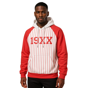 Año de Fundación KAP Jersey blanco Sudadera con capucha Mangas raglán Rojas Rayas a rayas Mezcla de algodón Ropa de fraternidad griega Divine Nine HBCU - Product Image 1