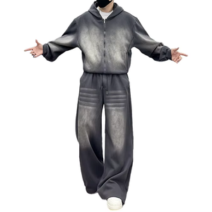 Conjunto Deportivo de Felpa con Lavado Ácido, Sudadera con Capucha y Cremallera, 100% Algodón, Ropa Deportiva Urbana, Gran Venta - Product Image 6