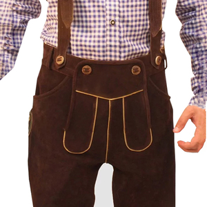 High Quality Durable Leather Made Bavarian Casual Mid Waist Shorts for Men's German Style Pakistan Made Customize Cowhide - Product Image 1