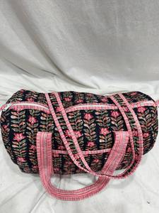 Bolsa de Viaje de Fin de Semana de Algodón Boho, Duradera, de Gran Capacidad, Deportiva y de Lujo, con Estampado Floral en Bloques y Acolchada - Product Image 3