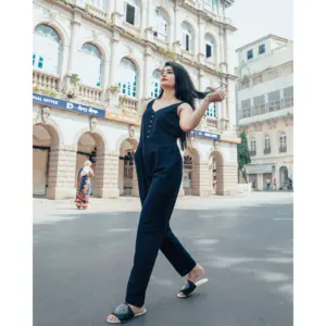 Combinaison ample en coton bleu roi pour femme, style streetwear, fitness, avec logo personnalisé, motif d'automne, imprimé bandage - Product Image 6