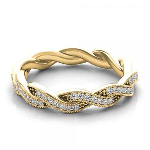 14k Yellow <b>Gold</b> Diamond Twisted Bridal <b>Set</b> 0.42ct Diamond <b>Rings</b> - Product Image 5