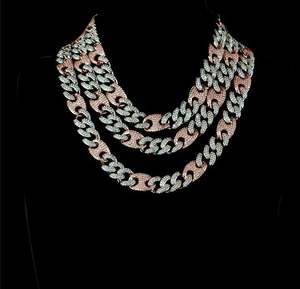 Dos tonos oro rosa oro blanco 15MM/19MM diamante Mariner cadena cubana Miami Hip Hop rapero colgantes encantos inspirados en la cultura cubana - Product Image 4