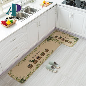 Ensemble de tapis de cuisine personnalisés, dessus en lin, fond en caoutchouc, absorbant l'eau, lavable, tapis décoratifs personnalisés, style moderne, nouveauté - Product Image 4