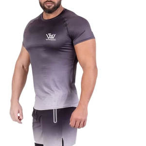T-shirt de gymnastique de séchage rapide de col en O de quantité minimale de commande bas sur mesure pour les hommes - Product Image 2