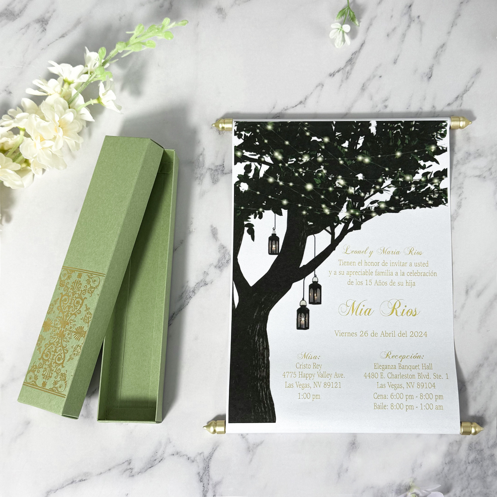 sage green and gold foil