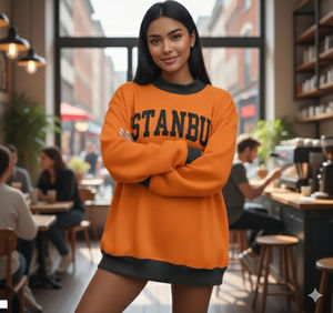 Customized Embroidered Mockneck Oversized <b>Women's</b> <b>Women's</b> Crew Neck Mock Neck Sweatshirt <b>For</b> <b>Women</b> - Product Image 1