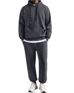 Ensemble survêtement personnalisé pour homme en molleton noir anthracite, sweat-shirt à capuche décontracté d'hiver, pantalon de survêtement, streetwear - Product Image 1