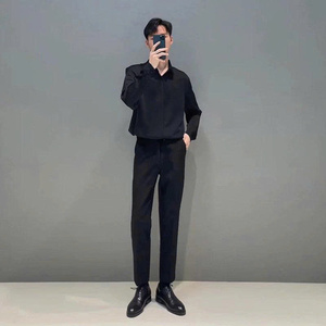 Combo of <b>men's</b> <b>long</b>-<b>sleeved</b> silk <b>shirt</b> with black dress pants in all sizes, <b>for</b> school, work 2025 - Product Image 4