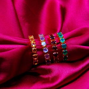 แหวนอัญมณีสีเหลืองมะนาวชุบทองสเตอริ925ที่น่าสนใจสำหรับผู้หญิงแหวนครึ่งนิรันดร์ - Product Image 3