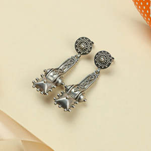 Tridha Temple Pillar 92.5 Silver <b>Earrings</b> Cultural Collectible Jewelry - Product Image 3