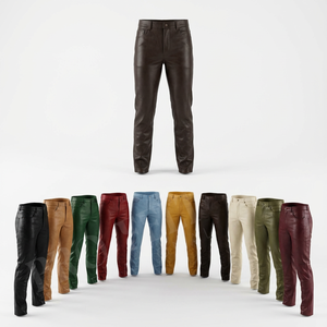 Pantalons en cuir sur mesure pour femmes, coupe courte, taille élastique, poche, style tendance, à porter tous les jours, confort, tendance, pantalon en cuir - Product Image 1