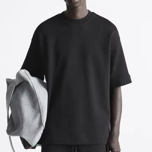 Camiseta con logotipo personalizado para hombre, 100% algodón con estampado, ropa de calle con hombros caídos, cuello redondo de gran tamaño, material de poliéster/algodón - Product Image 3
